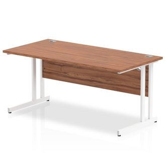 Budget  Desk  1600 x 800 cantilever desk Walnut MFC  top White  legs and frame