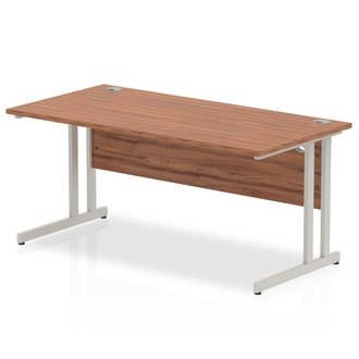 Budget  Desk  1600 x 800 cantilever desk Walnut MFC  top silver legs and frame