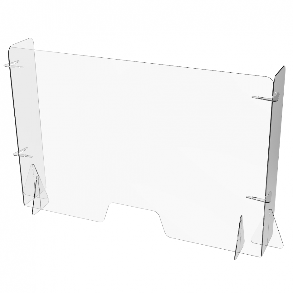 AFFORDABLE FREESTANDING PERSPEX  PROTECTIVE DESK or COUNTER SCREEN  700mm wide  650mm high