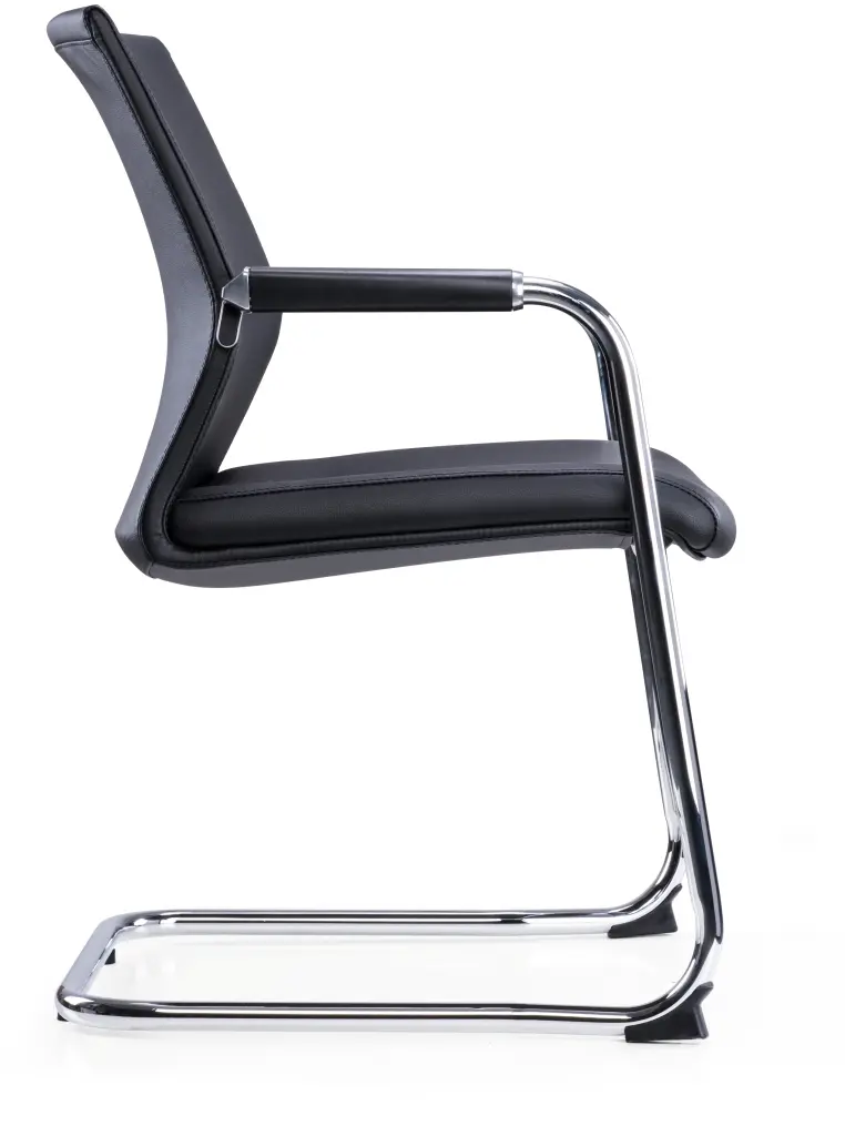 Cante Boardroom chair black faux leather and chrome cantilever frame executive style 