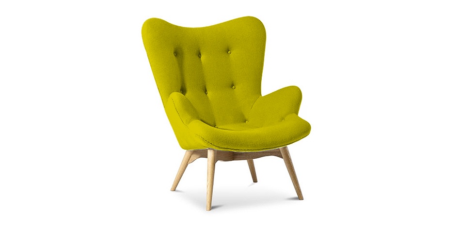 Cashmere Designer Wingback Armchair Bright Green