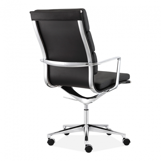Designer Epsom Office Padded faux Leather Mastermind Chair High back Black with Chrome base and arms