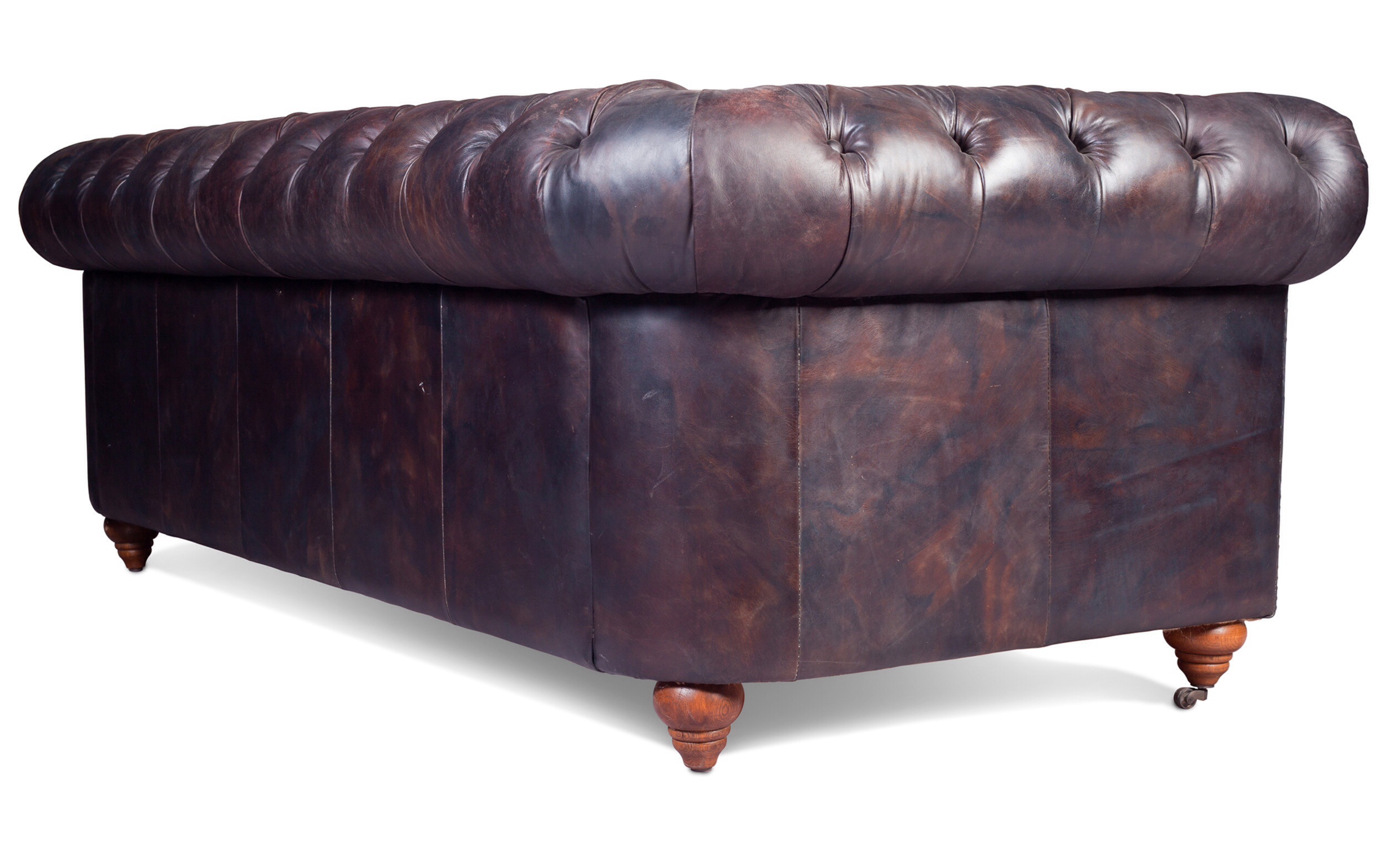 Chesterfield 2 seat sofa with quilted vintage  brown premium leather