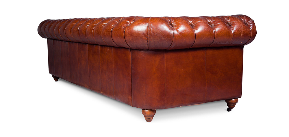 Chesterfield 3 seat sofa with quilted Tan premium leather