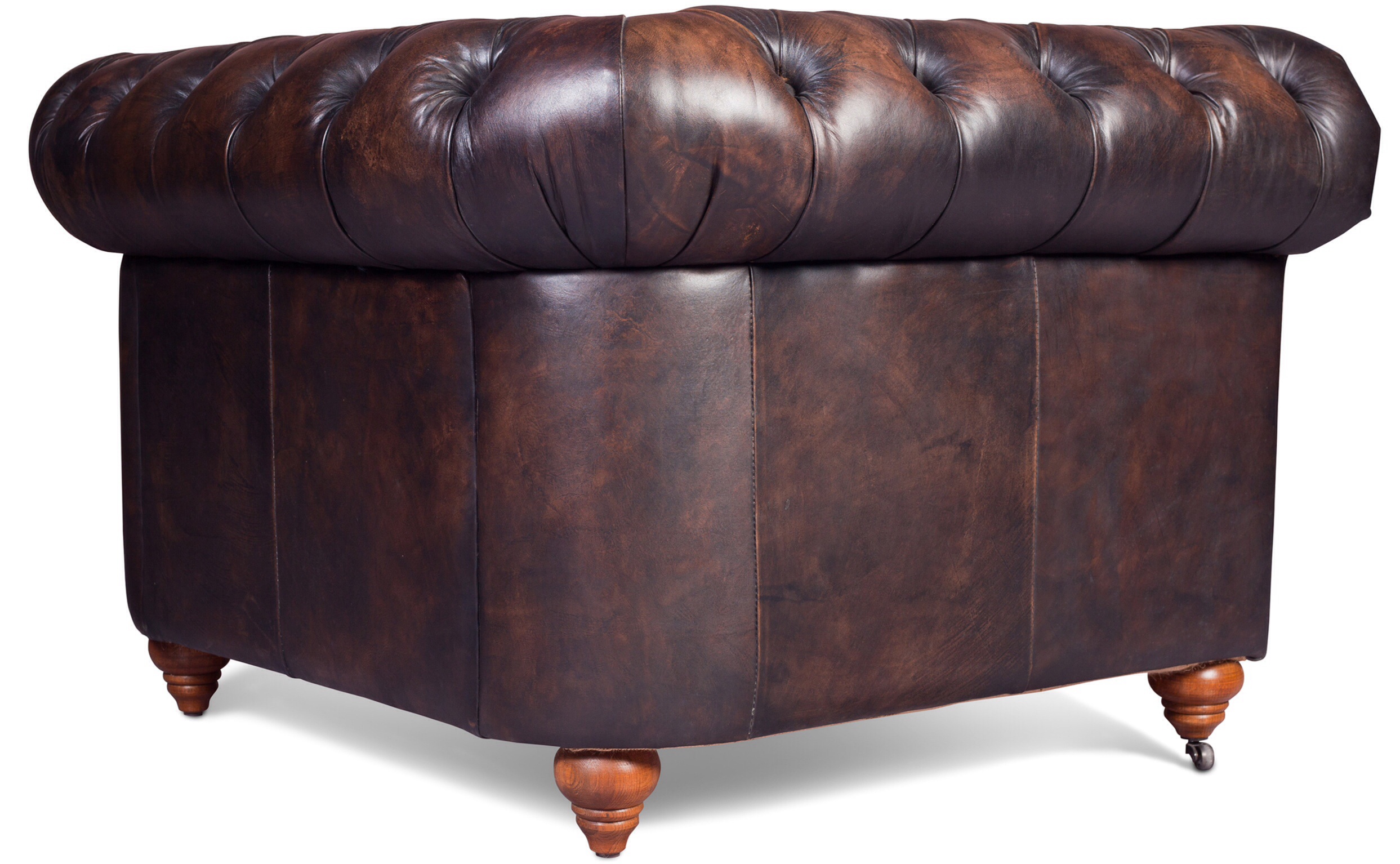 Chesterfield Armchair with quilted brown premium leather