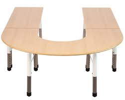Childrens 3 table set Horseshoe height adjustable table Beech