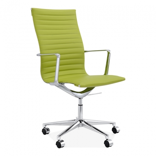 Classic Designer Epsom Ribbed  Office Executive Chair High Back Apple Green
