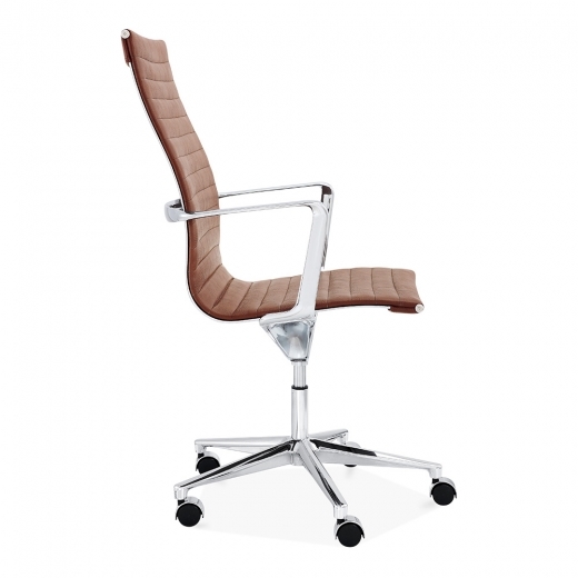 Designer Epsom Ribbed Office Executive Chair High Back Coffee