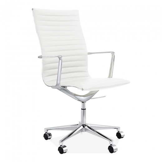 Designer Epsom Ribbed  Office Executive Chair High Back White
