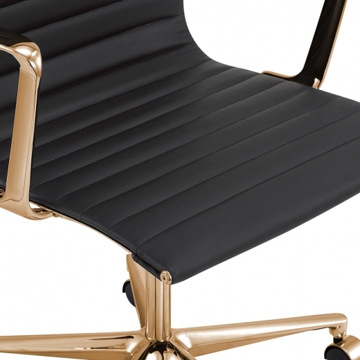 Classic Designer Epsom Ribbed  Office Executive Chair High Back Black and Gold