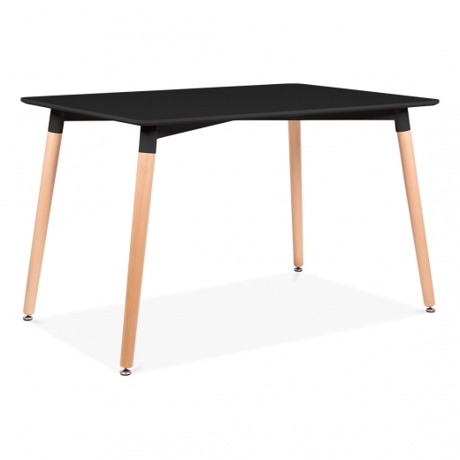 Designer Black rectangular table beech splayed legs 1200x800