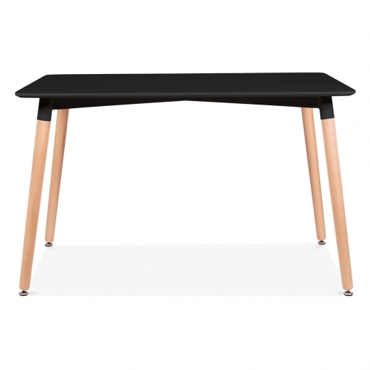 Designer Black rectangular table beech splayed legs 1200x800