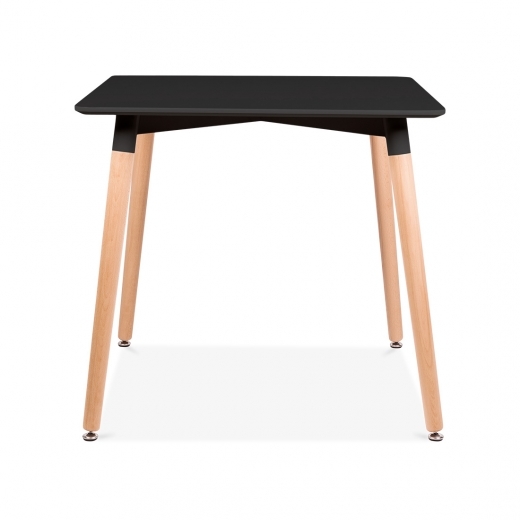 Designer Black square table beech legs 800 x 800