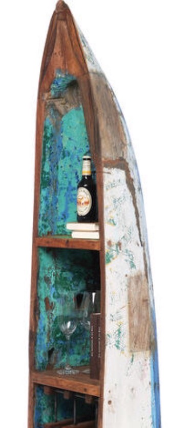 Designer Canoe wooden bookcase and wine rack 2100h X 500d X 450w