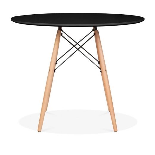 Designer Epsom Black round table beech splayed legs 900 dia