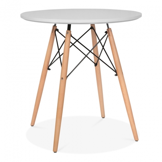 Designer Epsom Grey round table beech splayed legs 700 dia