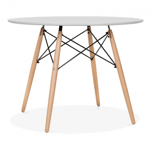 Designer Epsom Grey round table beech splayed legs 900 dia