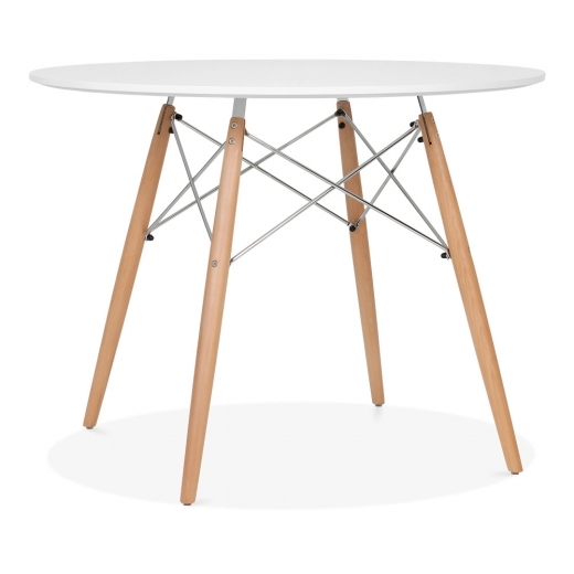 Designer Epsom White round table beech splayed legs 700 dia