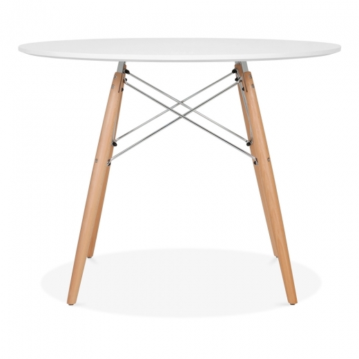 Designer Epsom Grey round table beech splayed legs 900 dia