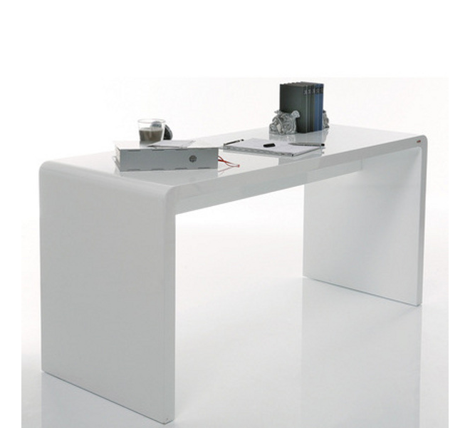 Designer Gloss White lacquer  desk 1250wx600dx760h with curved panels  and matching mobile drawer unit