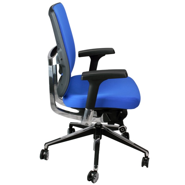 Designer High back Executive armchair with chrome base in black or blue with 65 mm designer castors