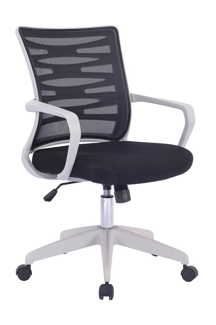 Designer Spyro Mesh back armchair White base, arms  and Frame , Black mesh fabric 