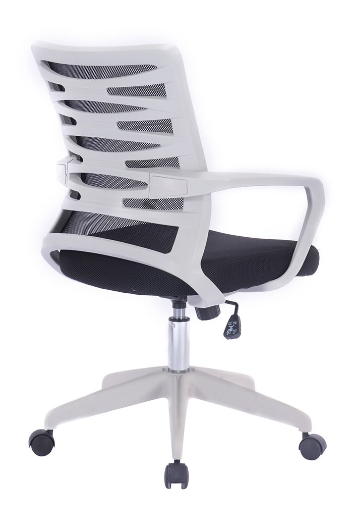 Designer Spyro Mesh back armchair White base, arms  and Frame , Blue mesh fabric 