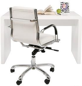 Designer Gloss White lacquer  desk 1250wx600dx760h with curved panels  and matching mobile drawer unit