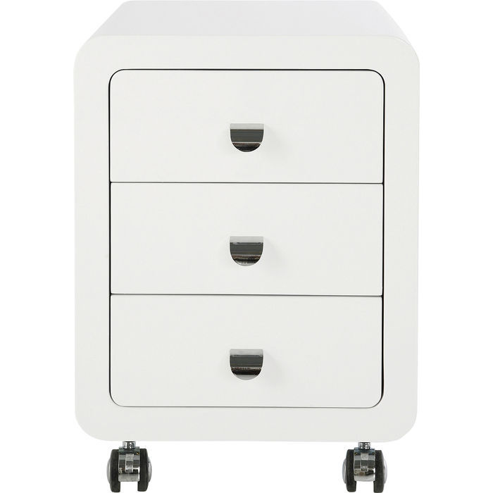 Designer Gloss  White lacquer pedestal drawer unit 500hx400wx450d with curved panels 