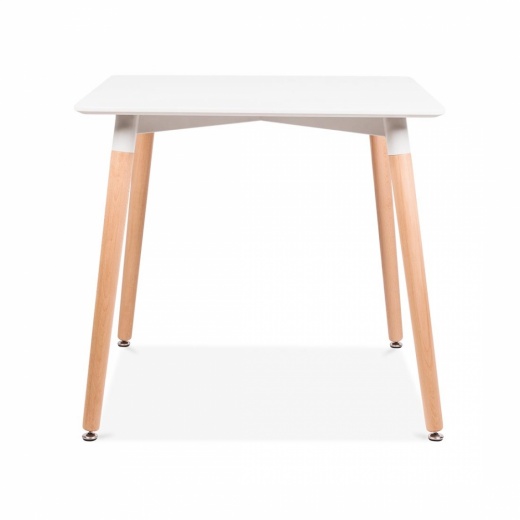 Designer White square table beech legs 800 x 800