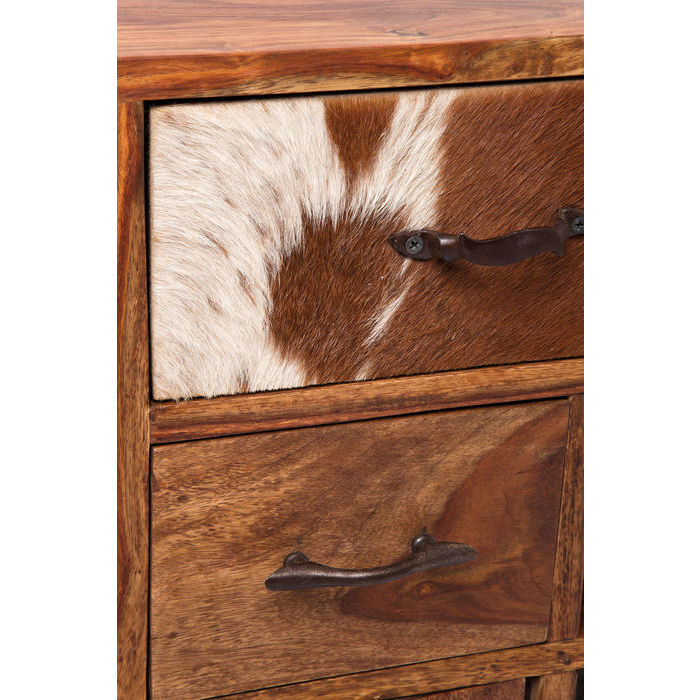 Designer cabinet 4 drawer dresser 3 doors one of a kind 1150w X 400 d X 800 h Wood and Cowskin 