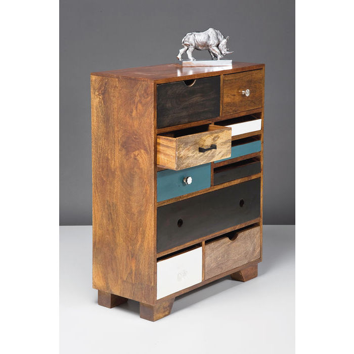 Designer cabinet tall 10 drawer dresser  Wood Turquoise White Black  750hx700wx350d