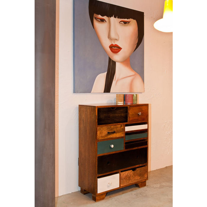 Designer cabinet tall 10 drawer dresser  Wood Turquoise White Black  750hx700wx350d