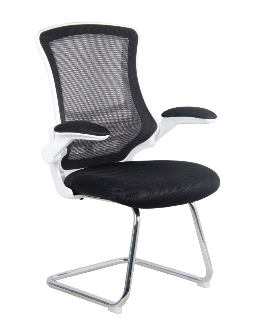 Designer mesh chrome cantilever chair Red and White