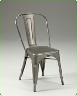 Designer metal stacking bistro chair , raw aluminium  