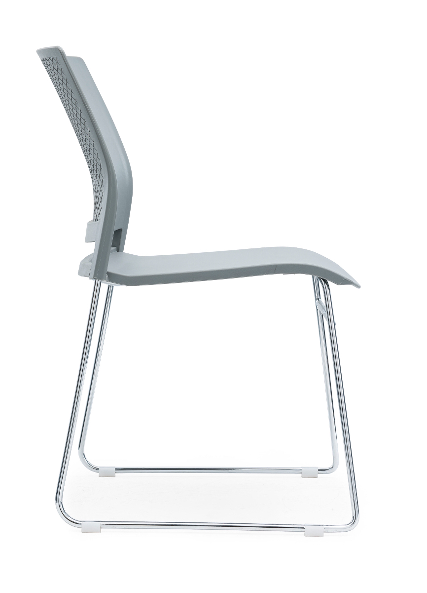 Designer stacking chair white or grey polypropylene with or without seat pad 