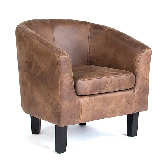 Distressed Leather Tub Chair, Distressed Leather Chair