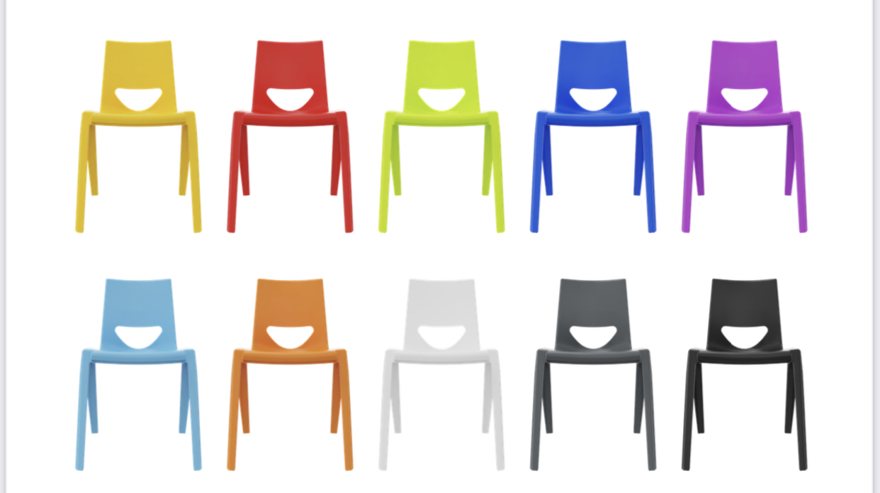 EN One Stackable  Classroom Dining Meeting Visitors Chair 430 mm or 460 mm seat height in 10 vibrant colours