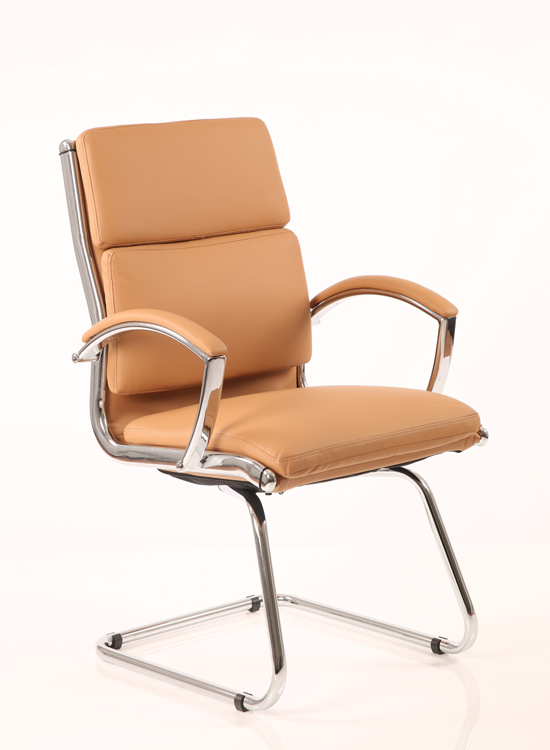 Designer Epsom Classic Cantilever Back Chair Tan