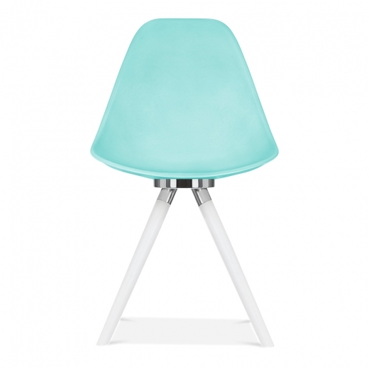 Designer Epsom  leg designer chair Pastel blue shell silver bracket white legs
