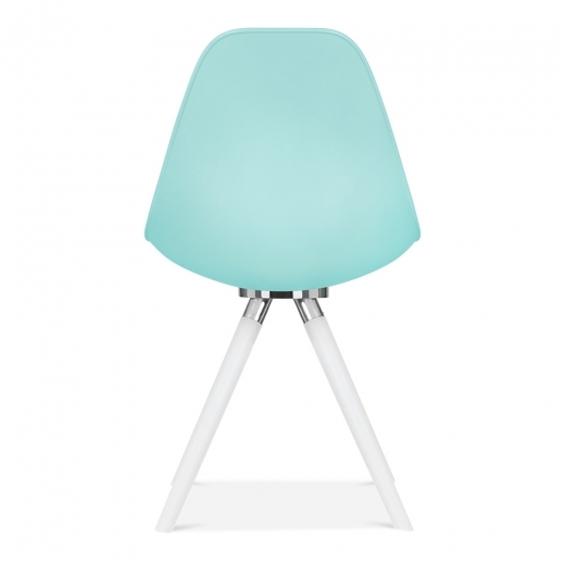 Designer Epsom  leg designer chair Pastel blue shell silver bracket white legs