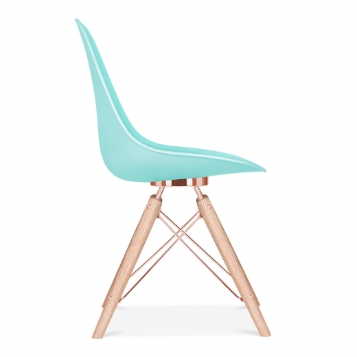 Designer Epsom leg designer chair pastel blue shell copper bracket