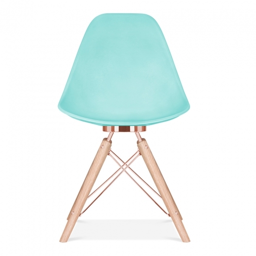 Designer Epsom leg designer chair pastel blue shell copper bracket