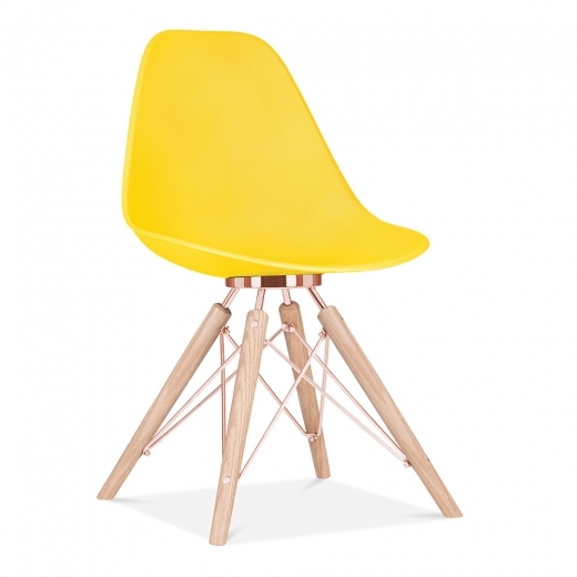 Designer Epsom  leg designer chair yellow shell copper bracket
