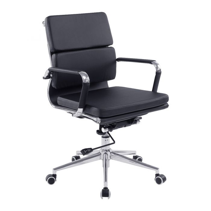 Designer Epsom bonded leather executive chair Softpad medium back black
