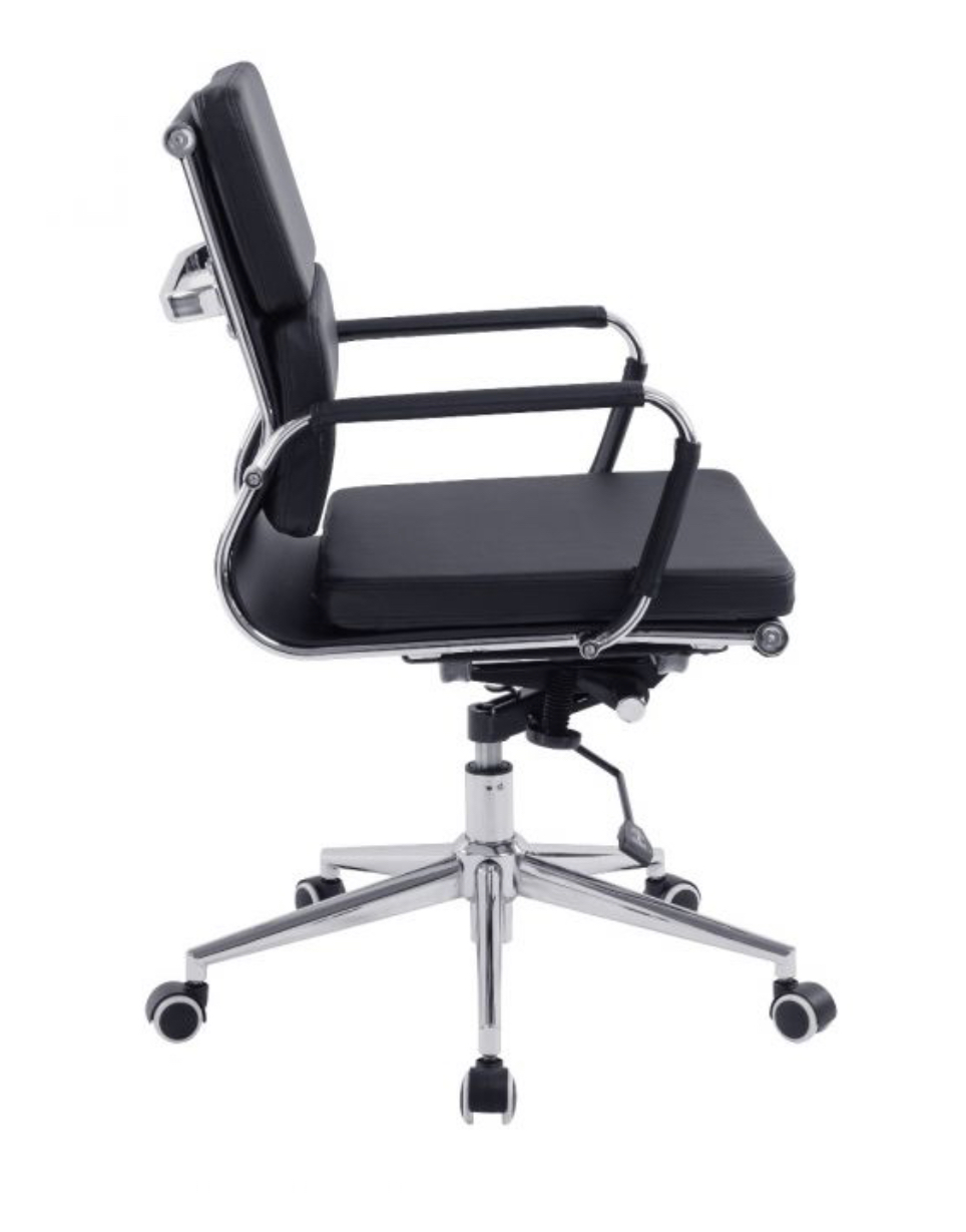 Designer Epsom bonded leather executive chair Softpad medium back black