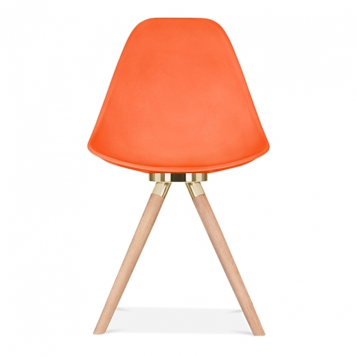 Designer Epsom leg designer chair orange shell gold bracket