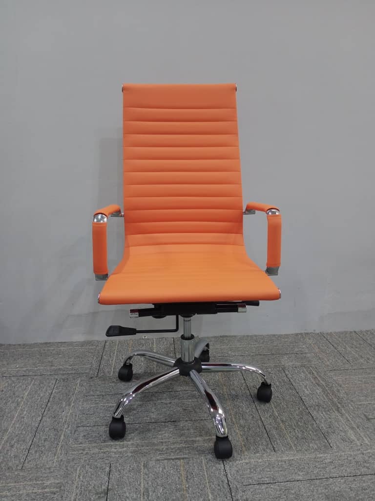 Eames Style Luxury High Back Ribbed Office Chair Orange Furniture And Refurbishment