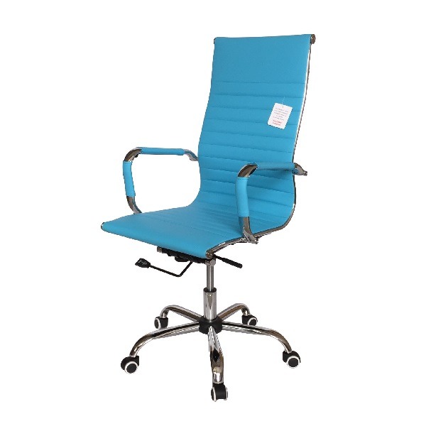 Eames Style Luxury High Back Ribbed Office Chair Sky Blue Furniture And Refurbishment