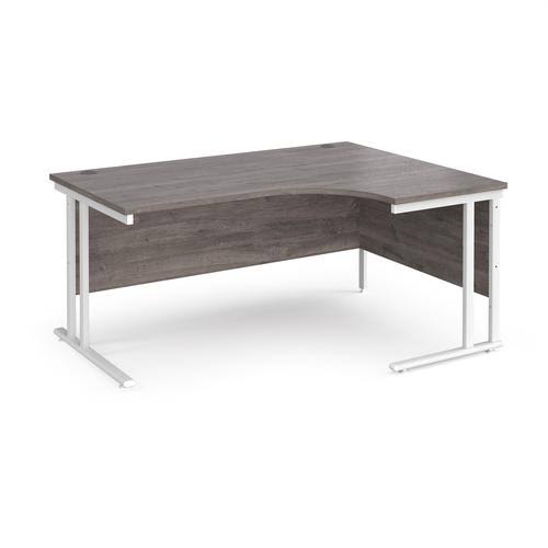 Economy Eros Budget radial desk workstation Grey Oak 1800 x 1200  white , silver or black legs